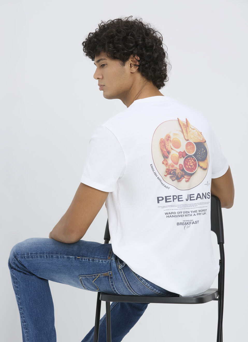 Men White Back Graphic Print T-shirt, , large image number 0