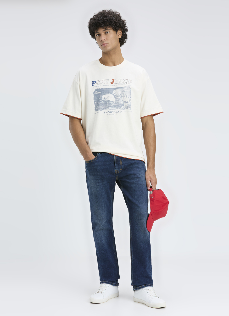 Men Off White Oversized Graphic Print T-shirt, , large image number 5