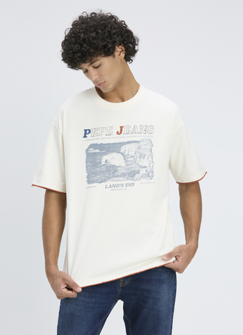 Men Off White Oversized Graphic Print T-shirt