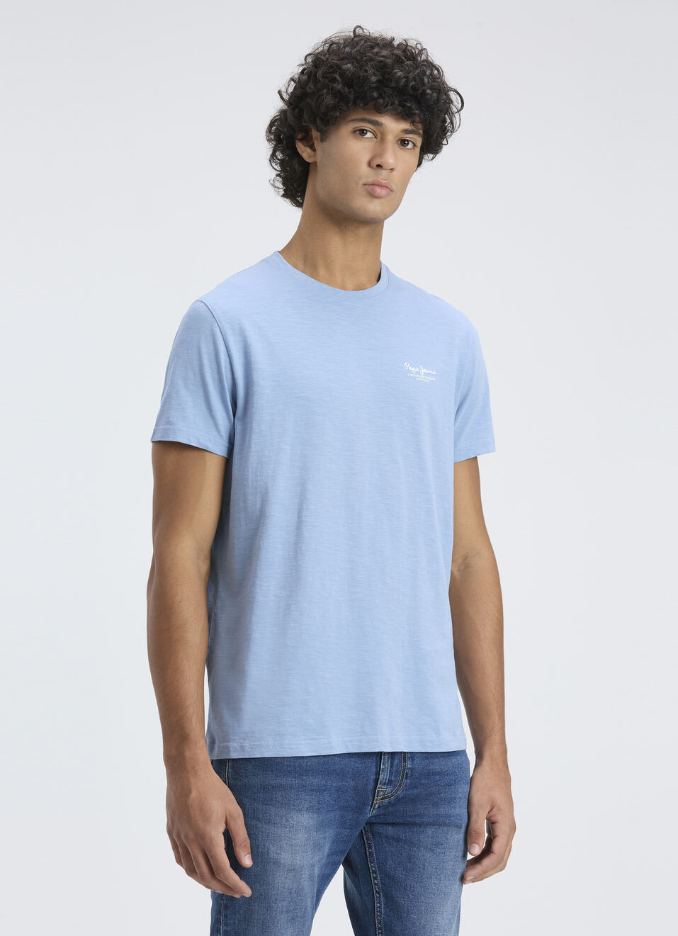 Men  Blue Back Graphic Print Short Sleeve T-shirt, , large image number 3