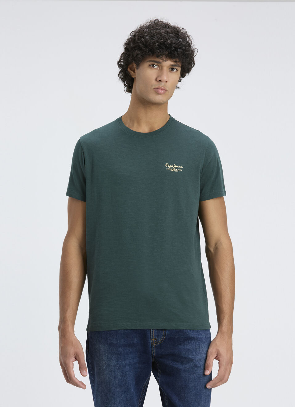 Men Green Back Graphic Print Short Sleeve T-shirt, , large image number 1