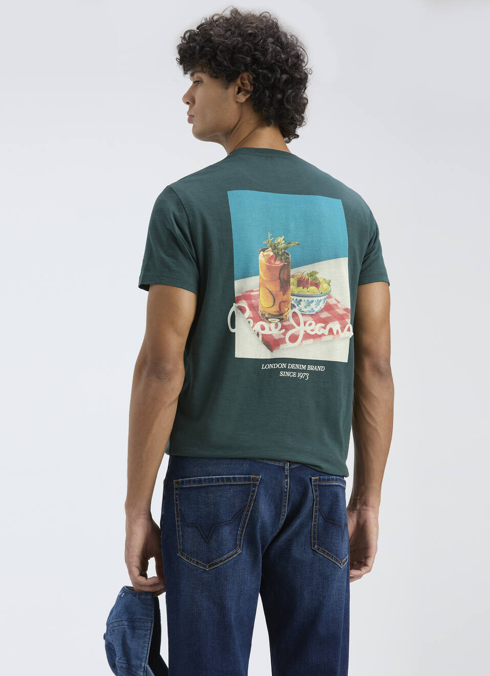 Men Green Back Graphic Print Short Sleeve T-shirt, , large image number 0