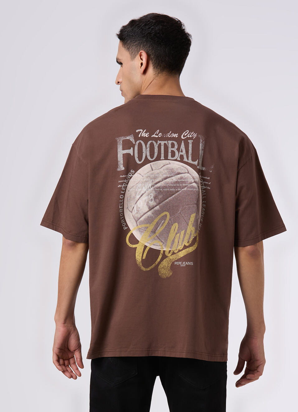 Men Oversized Dark Brown Graphic Back Print T-shirt, , large image number 2