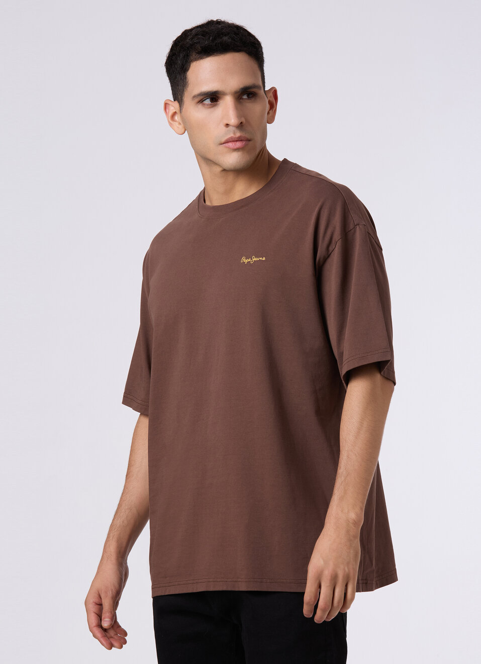 Men Oversized Dark Brown Graphic Back Print T-shirt, , large image number 3