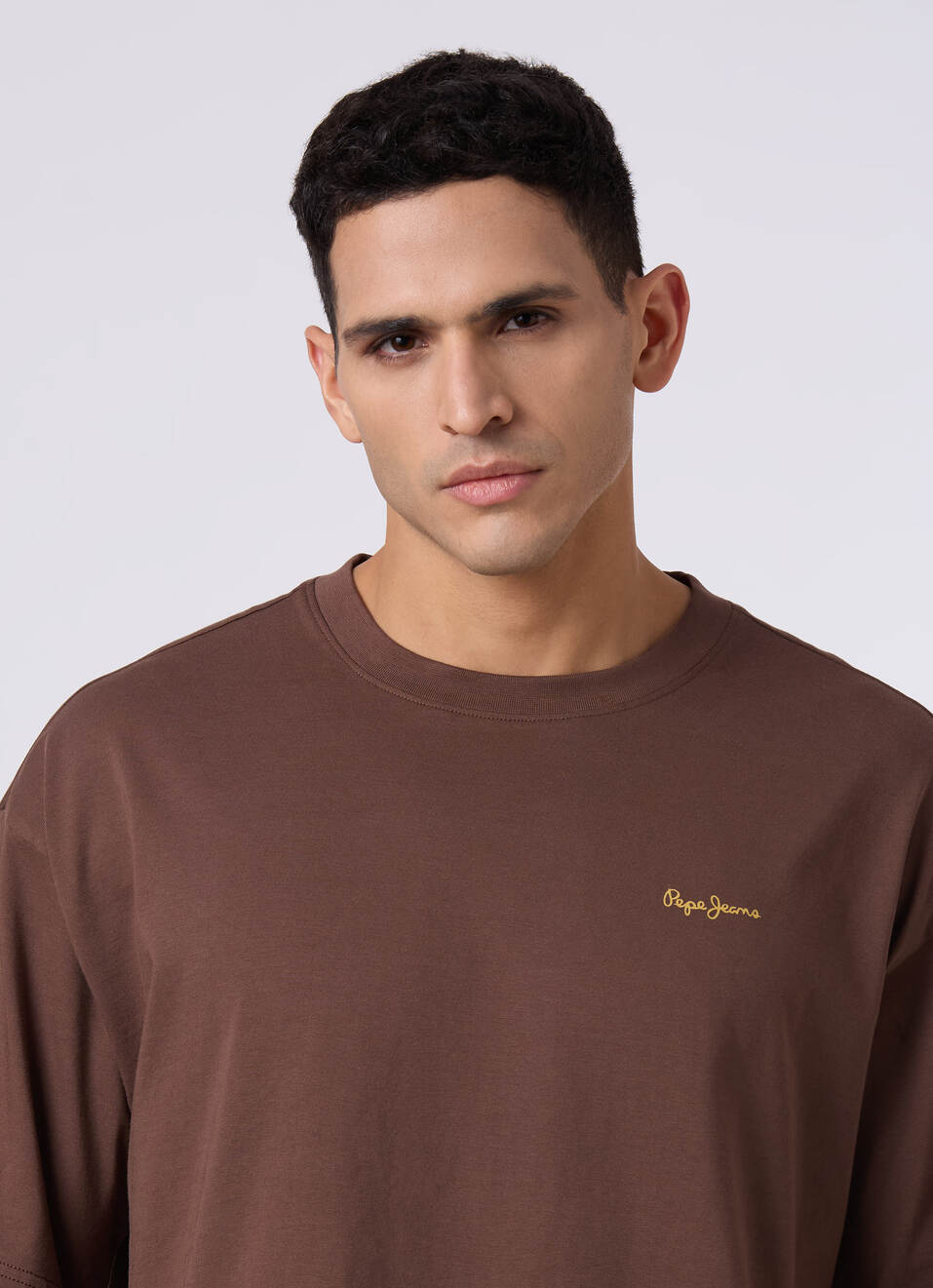 Men Oversized Dark Brown Graphic Back Print T-shirt, , large image number 4