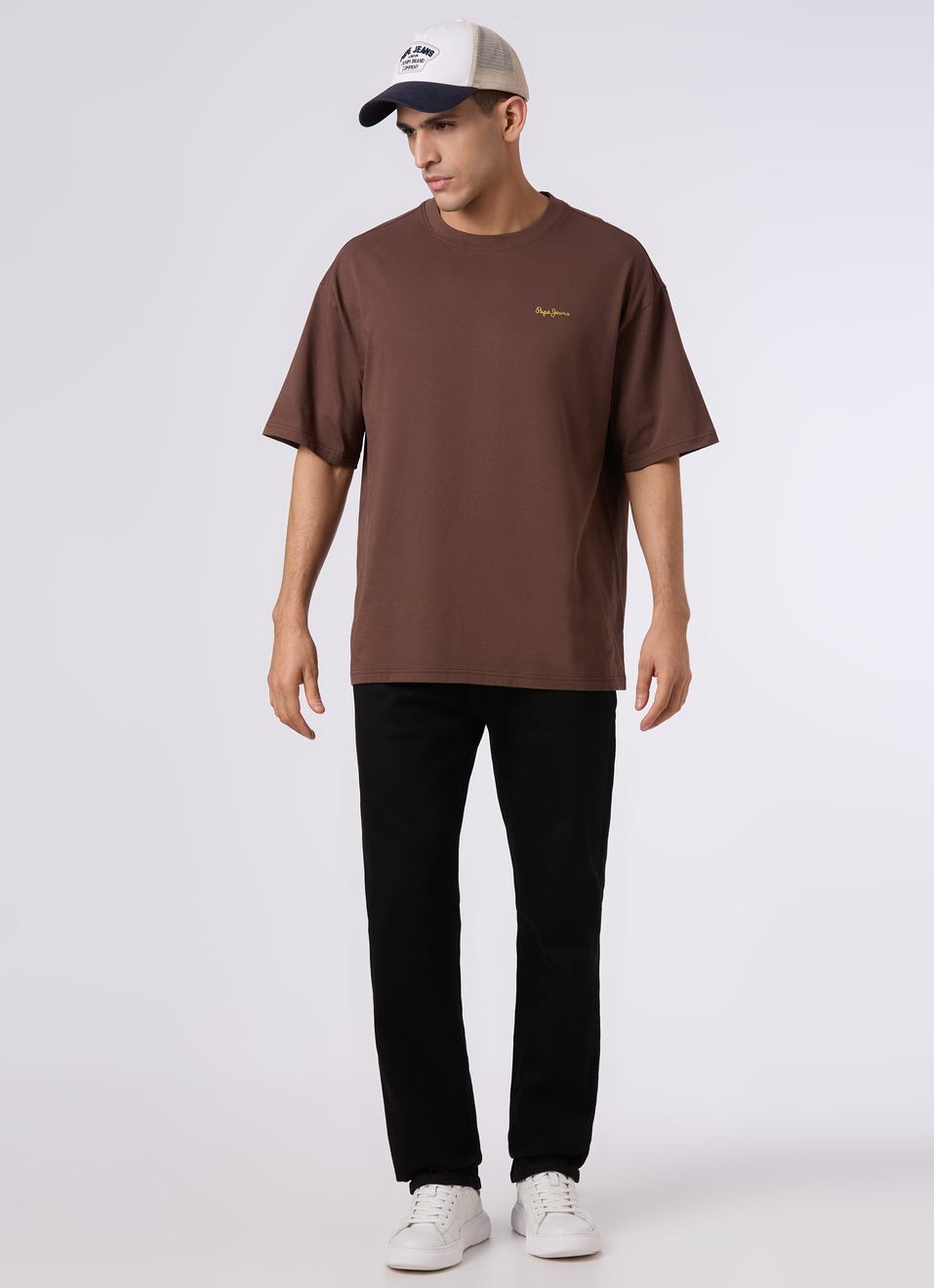 Men Oversized Dark Brown Graphic Back Print T-shirt, , large image number 5