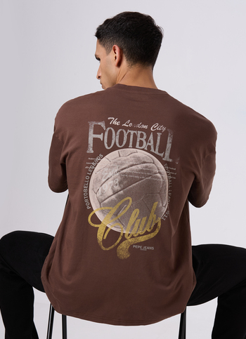 Men Oversized Dark Brown Graphic Back Print T-shirt