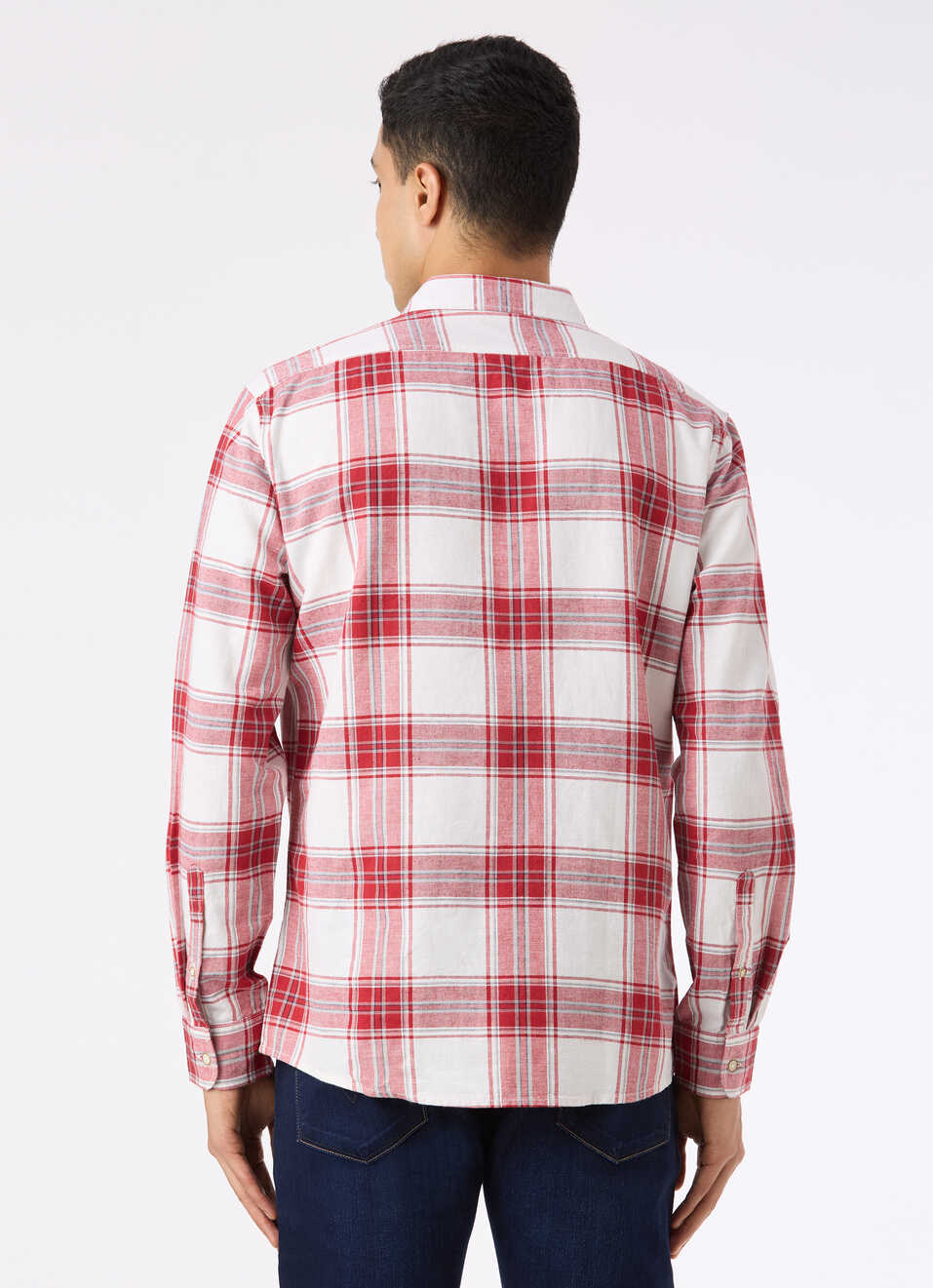 Men Red & White Check Full Sleeve Shirt, , large image number 2