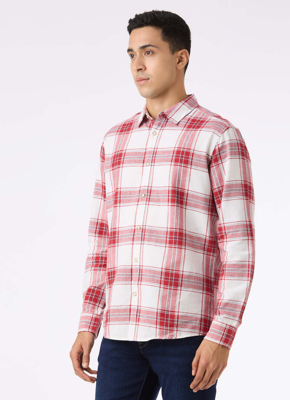 Men Red & White Check Full Sleeve Shirt, , large image number 3
