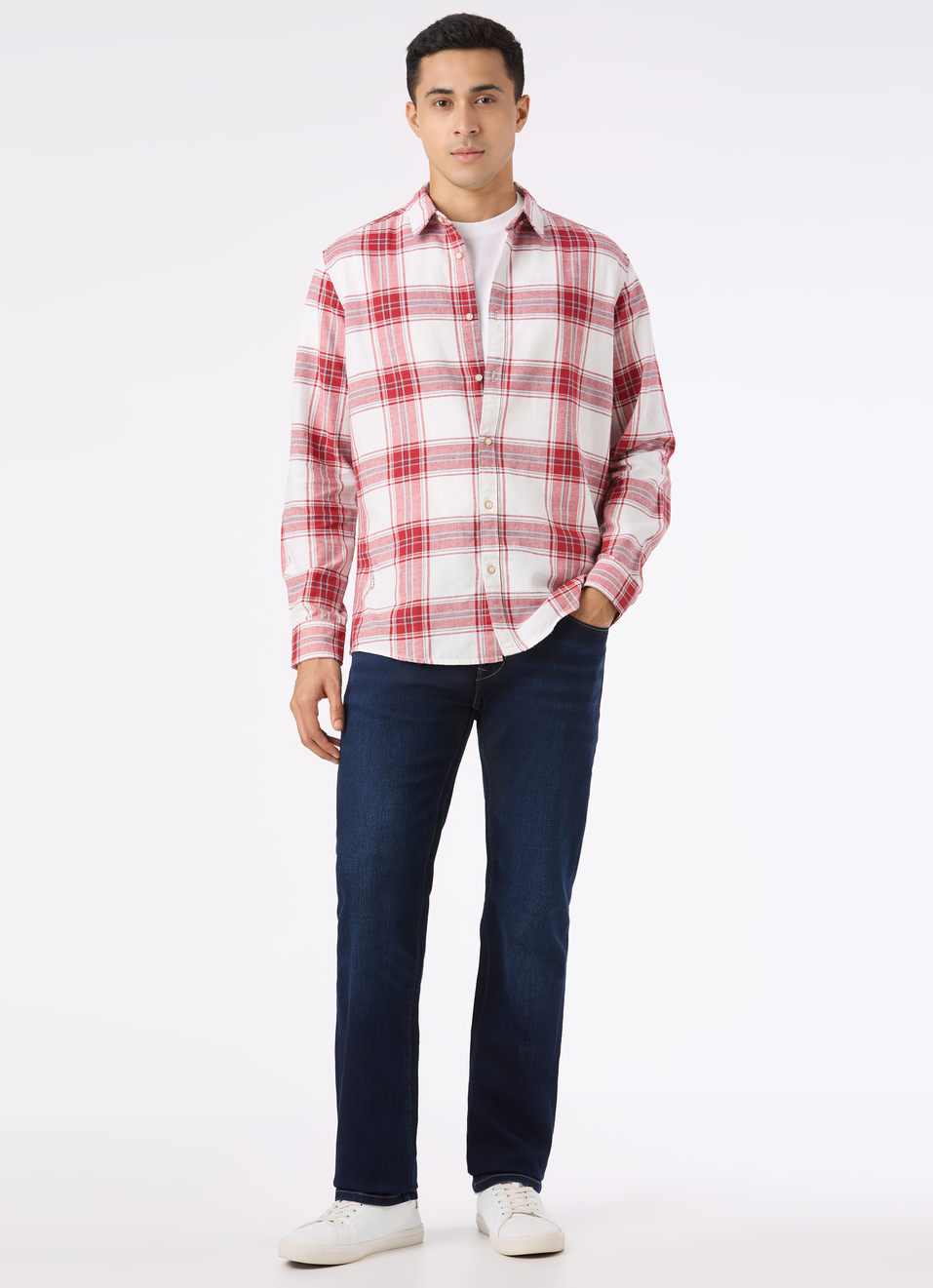 Men Red & White Check Full Sleeve Shirt, , large image number 5