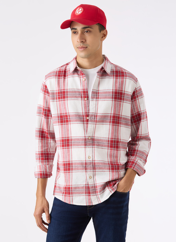 Men Red & White Check Full Sleeve Shirt