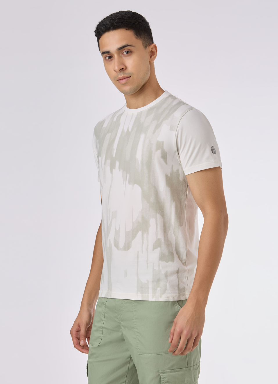 Men Ecru Camouflage Texture Print T-shirt, , large image number 3