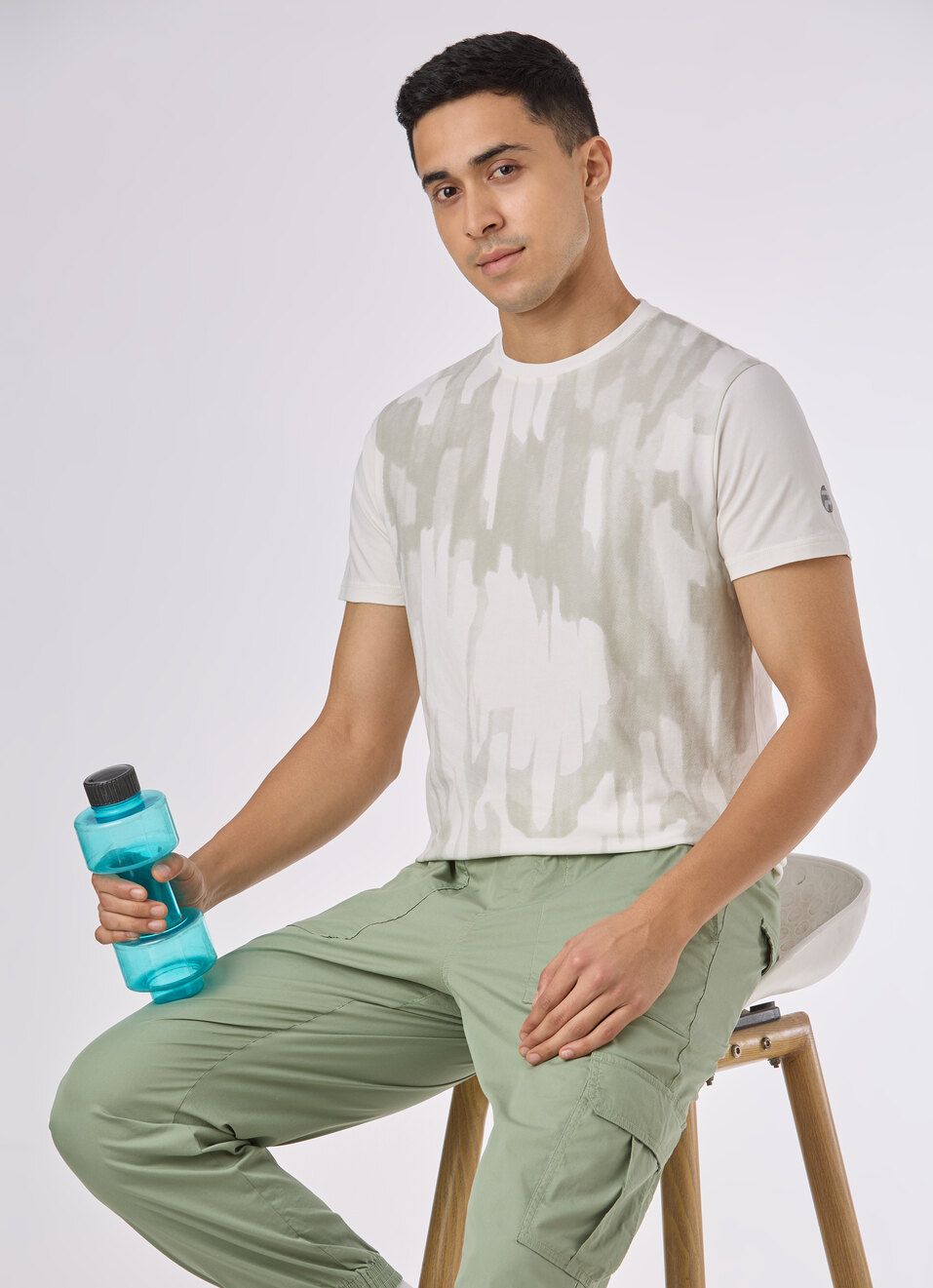 Men Ecru Camouflage Texture Print T-shirt, , large image number 0