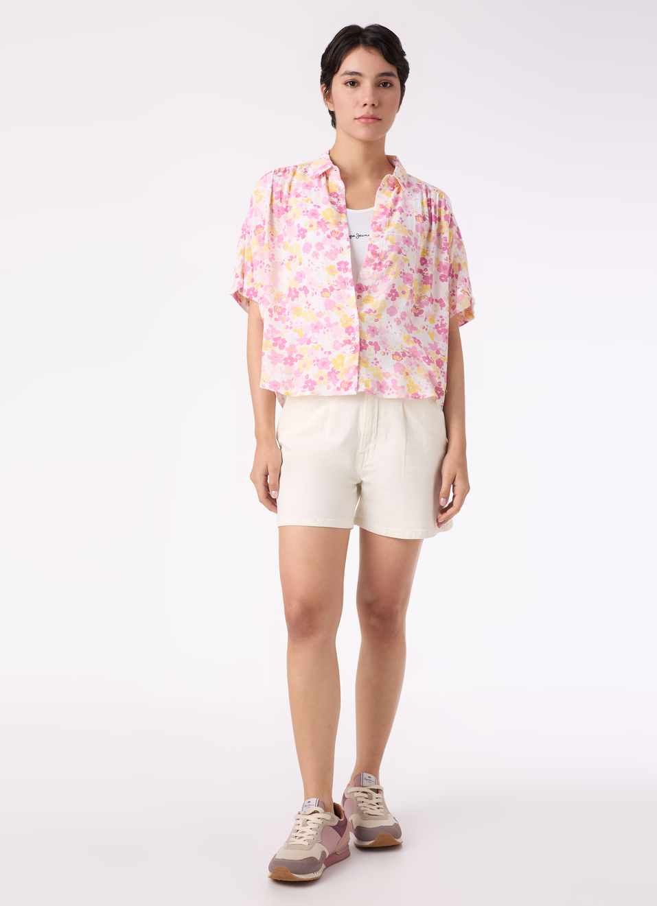 Women Pink Floral Print Extended Sleeve Shirt, , large image number 5