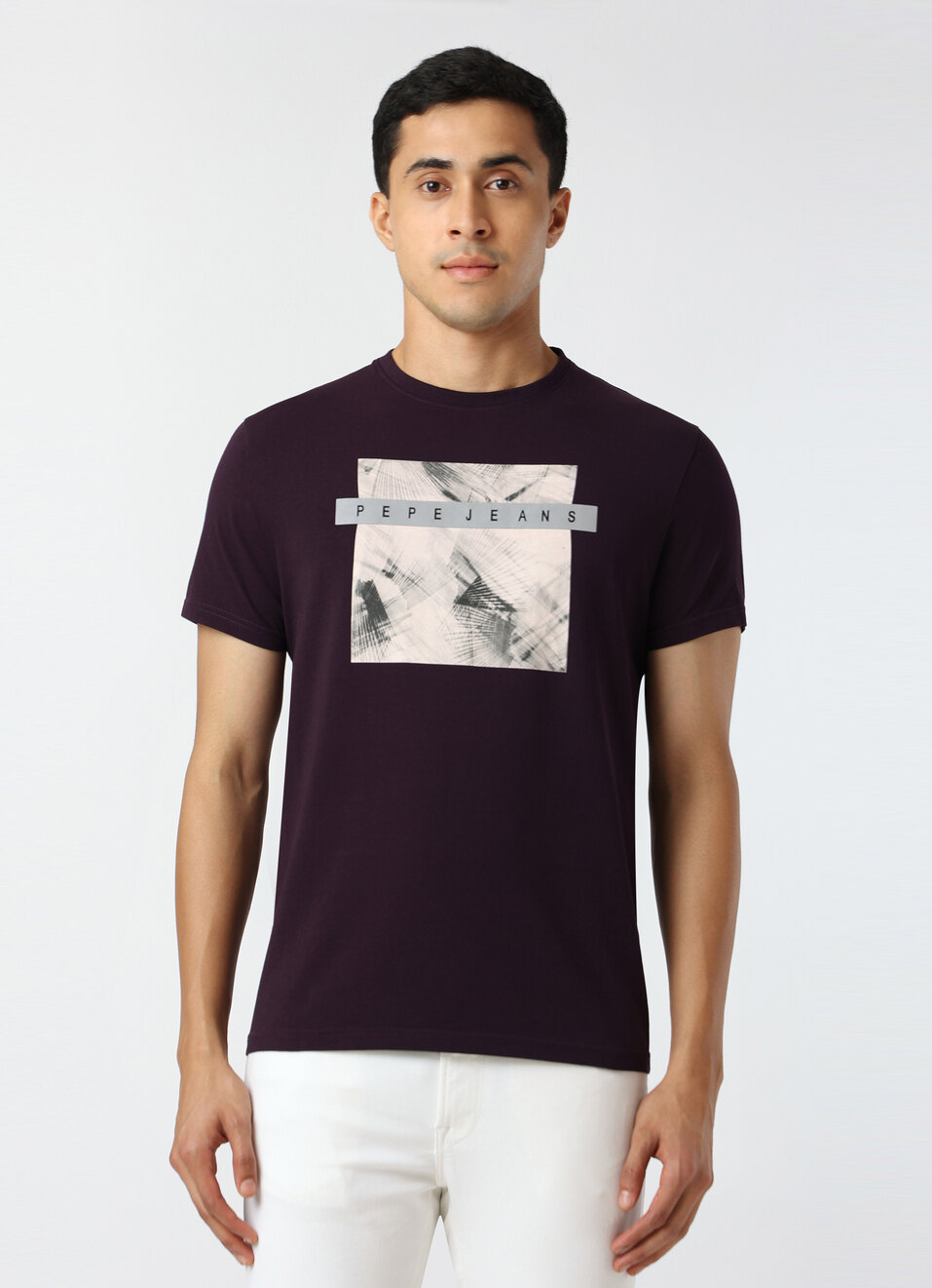 Men Purple Slim Fit Graphic Print T-shirt, , large image number 1