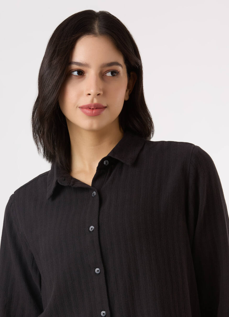 Women Black Textured Regular Full Sleeve Shirt, , large image number 4