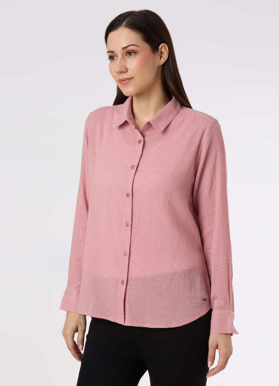 Women Pink Textured Regular Fit Shirt, , large image number 3