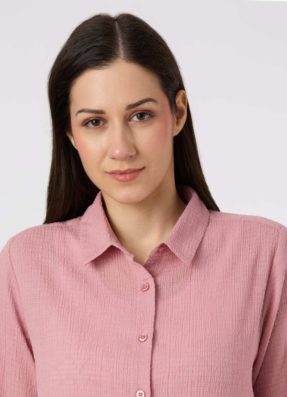 Women Pink Textured Regular Fit Shirt, , large image number 4