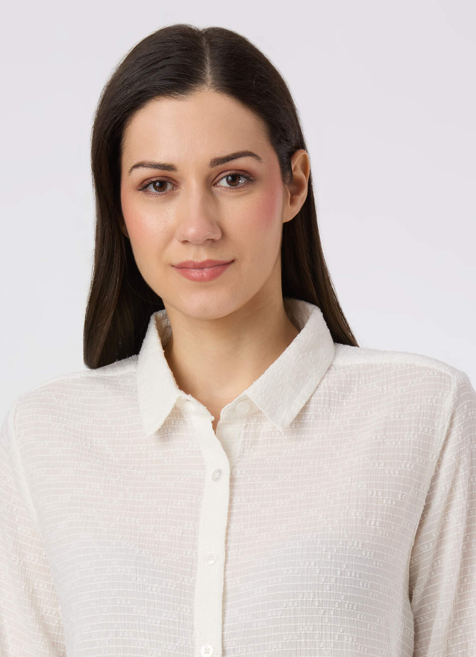 Women White Textured Regular Fit Shirt, , large image number 4