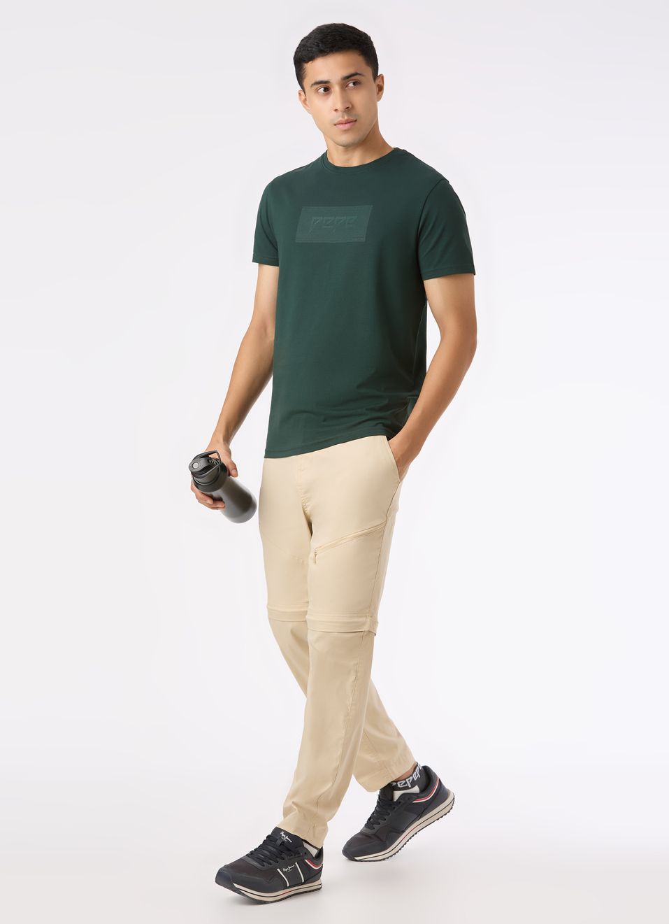 Men Green Textured Print Slim Fit T-Shirt, , large image number 5