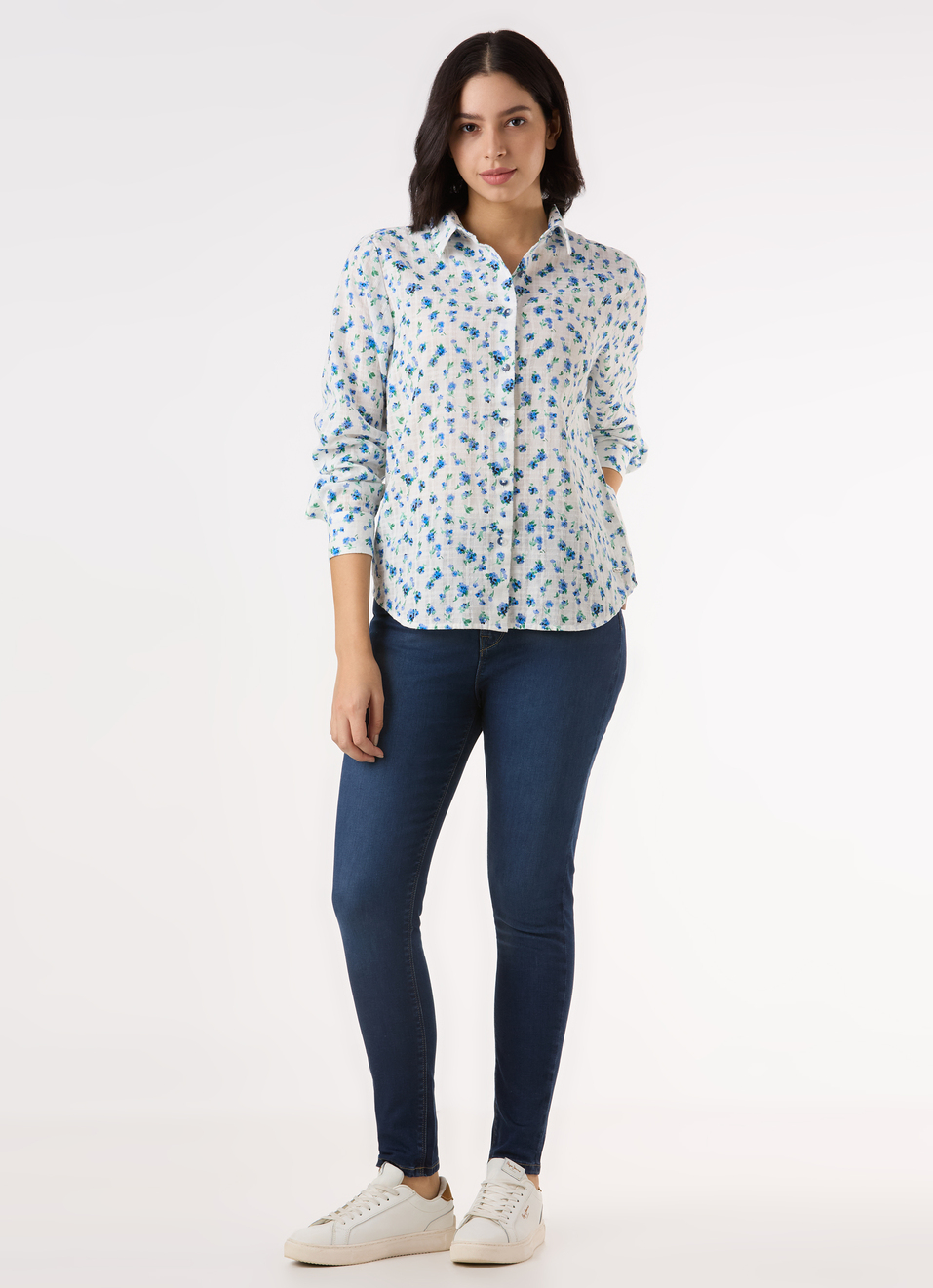 Women White Floral Print Regular Full Sleeve Shirt, , large image number 5