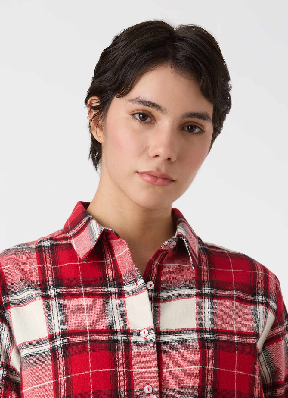 Women Red Checke Full Sleeve Regular Fit Shirt, , large image number 4