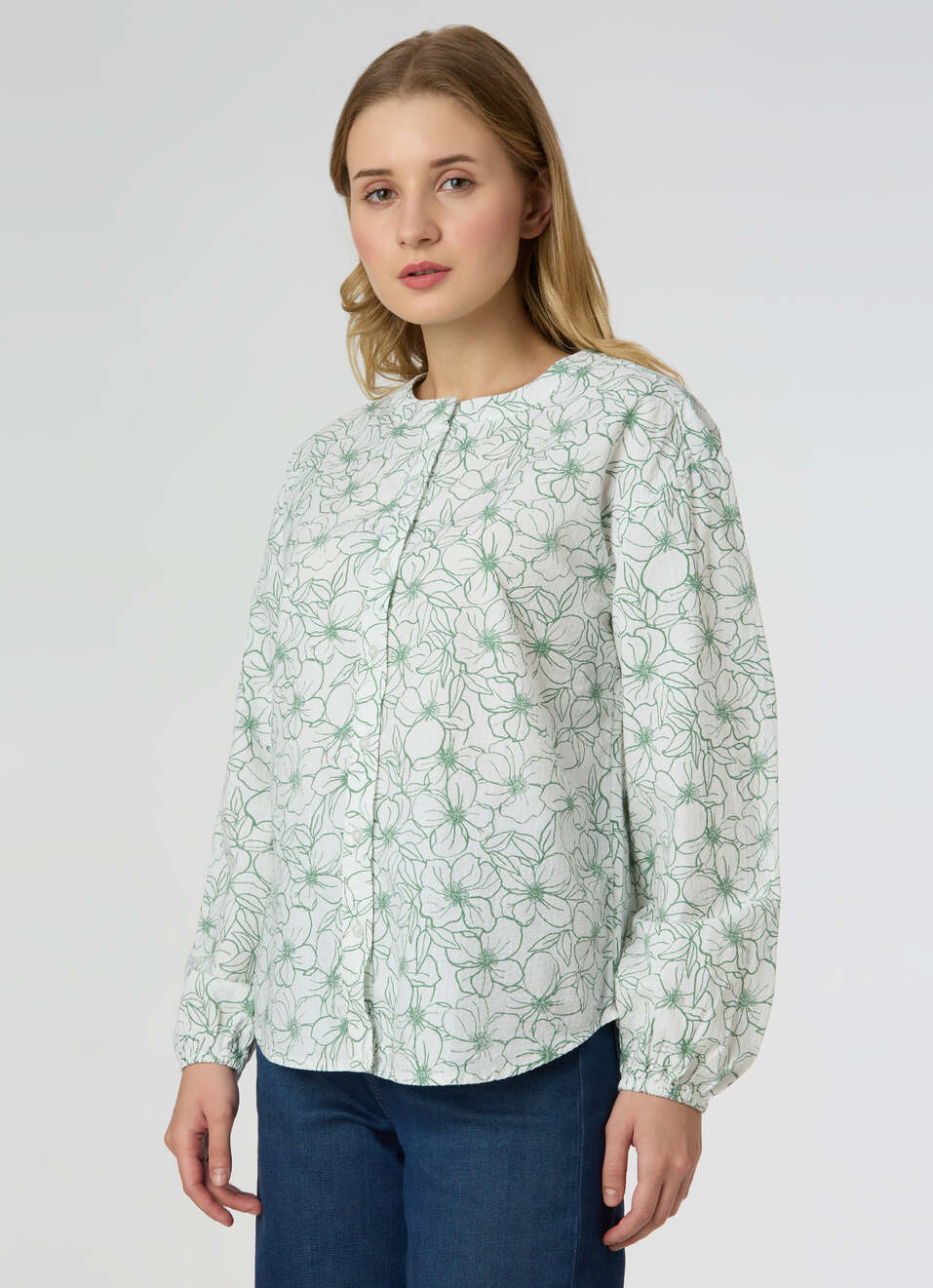 Women Green Floral Printed Regular Fit Shirt, , large image number 3