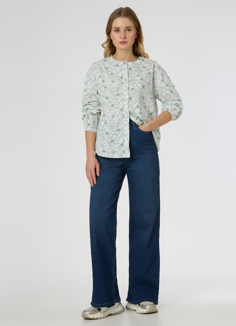 Women Green Floral Printed Regular Fit Shirt, , large image number 5
