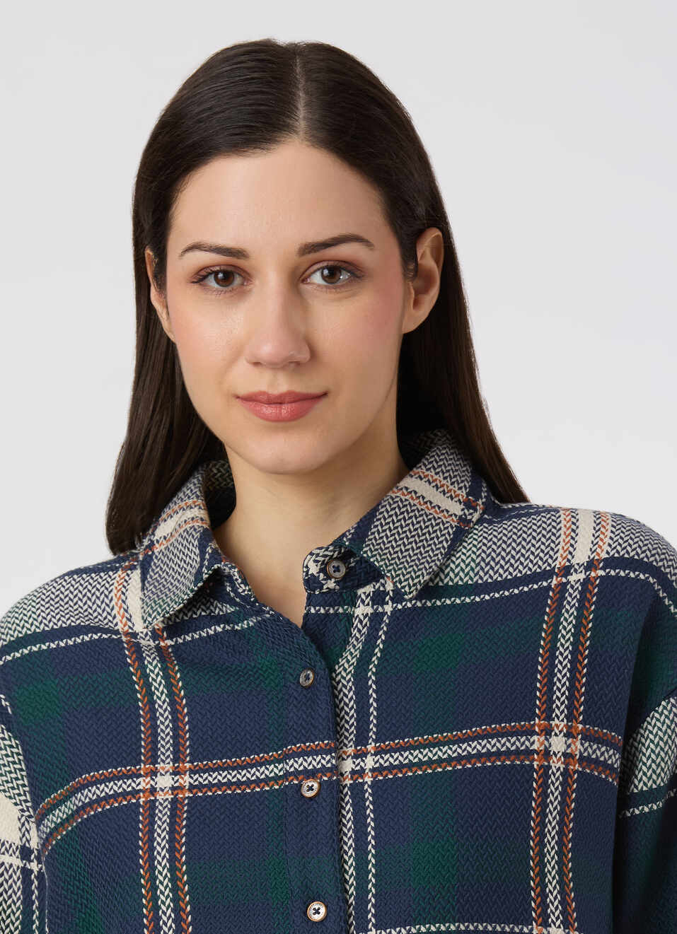 Women Oversized Green Checked Shirt, , large image number 4
