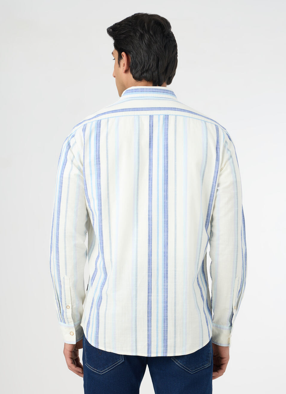 Men White Striped Shirt, , large image number 2
