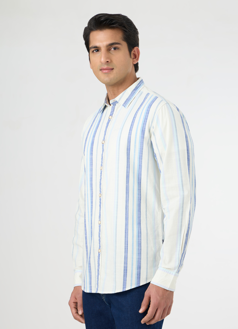 Men White Striped Shirt, , large image number 3