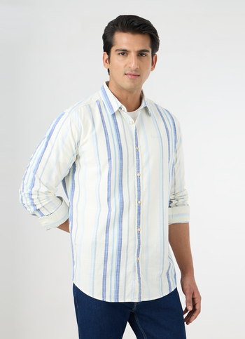 Men White Striped Shirt