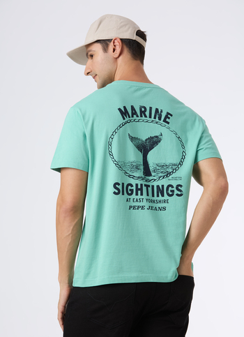 Men Green Back Graphic Print Relaxed T-shirt