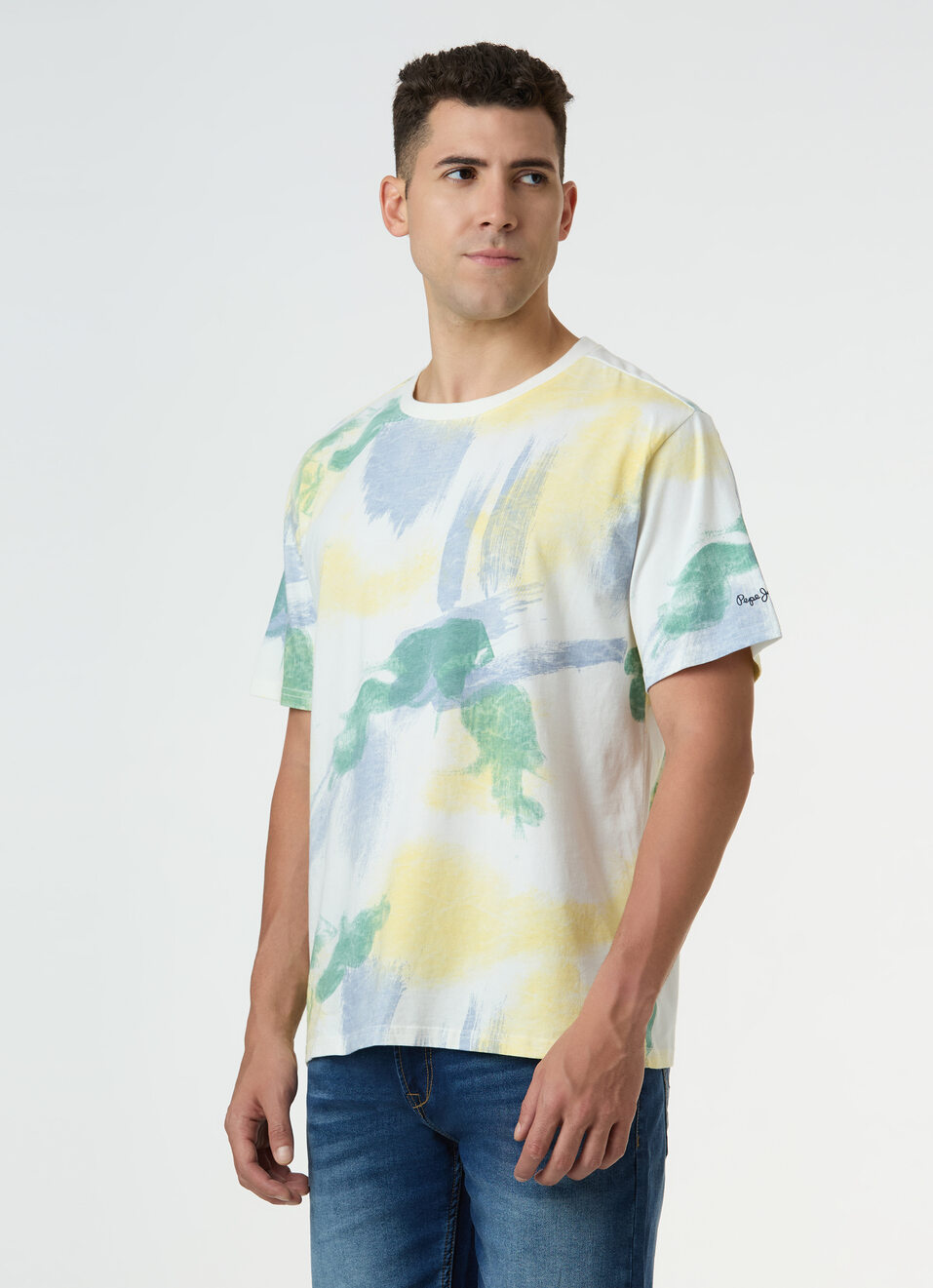 Men Off White Relaxed Fit All Over Brushstroke Print T-shirt, , large image number 3