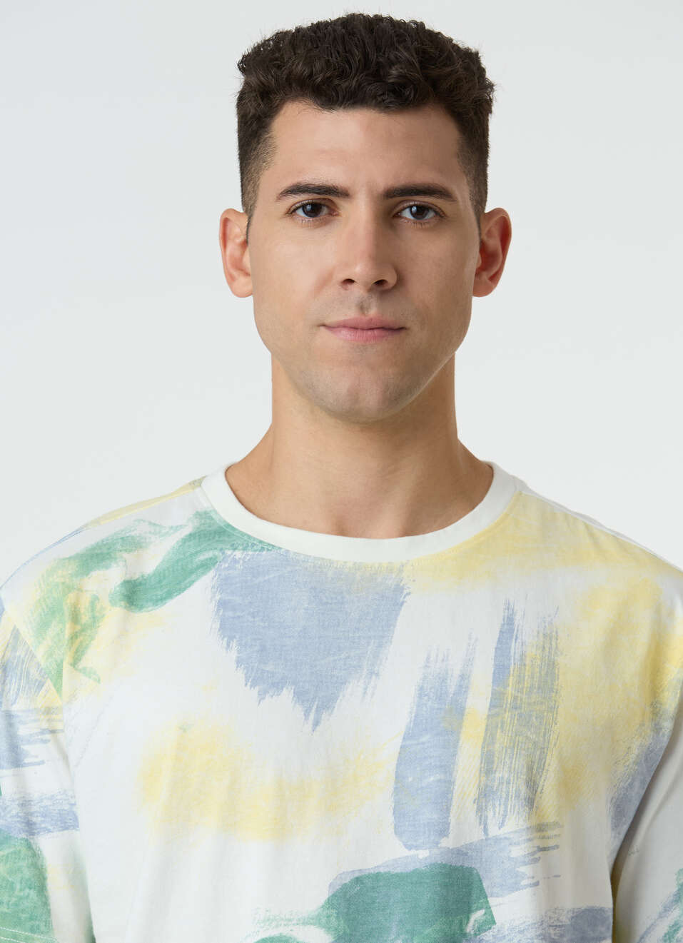 Men Off White Relaxed Fit All Over Brushstroke Print T-shirt, , large image number 4