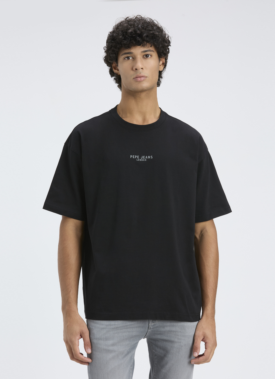 Men Black Oversized Back Graphic Print T-shirt, , large image number 1
