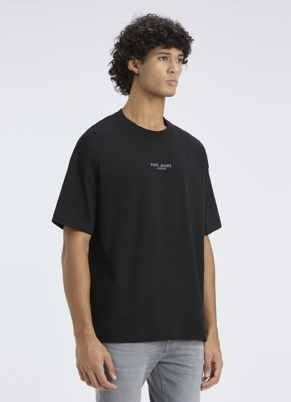 Men Black Oversized Back Graphic Print T-shirt, , large image number 3
