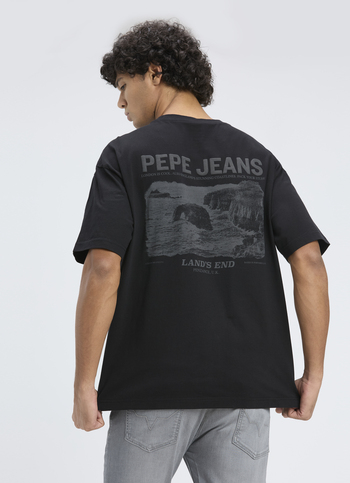 Men Black Oversized Back Graphic Print T-shirt