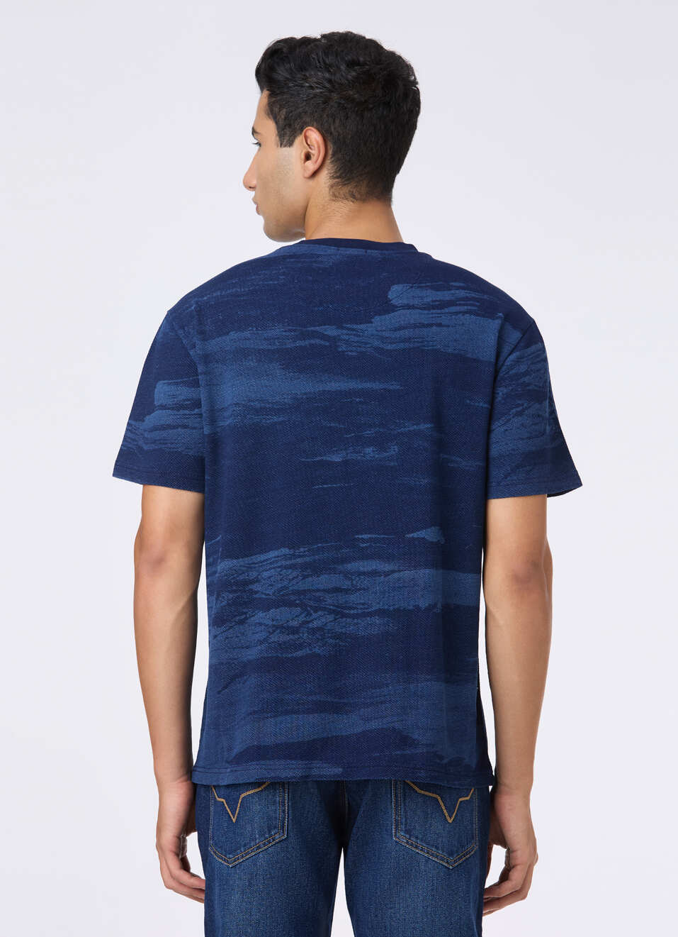 Men Blue All Over Print Relaxed Short Sleeve T-shirt, , large image number 2