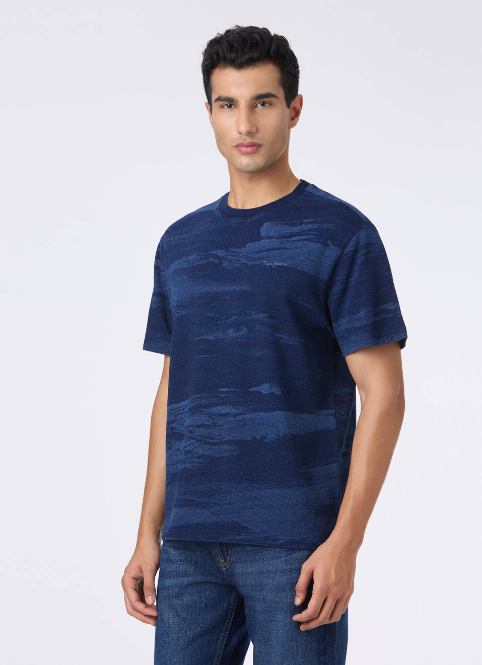 Men Blue All Over Print Relaxed Short Sleeve T-shirt, , large image number 3