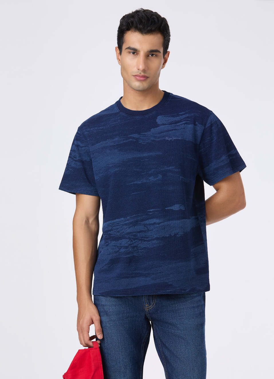 Men Blue All Over Print Relaxed Short Sleeve T-shirt, , large image number 0