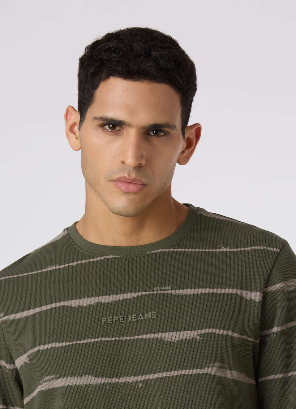 Men Olive Green Slim Fit Striped Full Sleeve T-shirt, , large image number 4