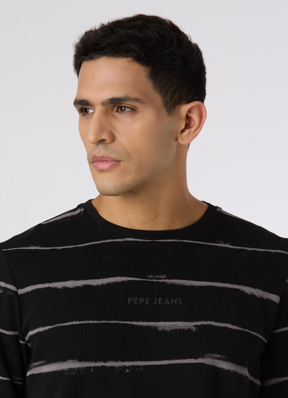Men Black Slim Fit Striped Full Sleeve T-shirt, , large image number 4