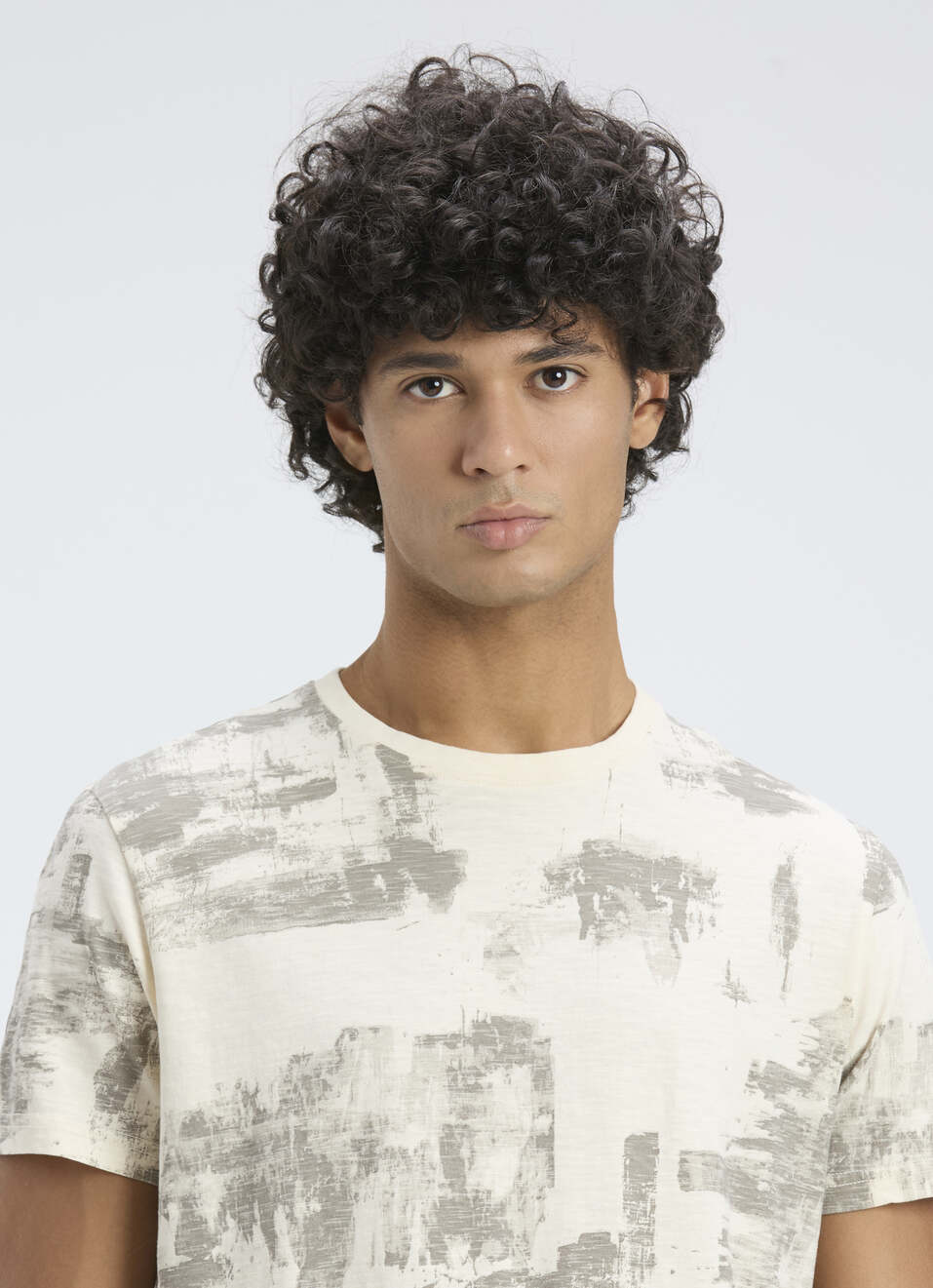 Men Ivory Abstract Print Short Sleeve T-shirt, , large image number 4