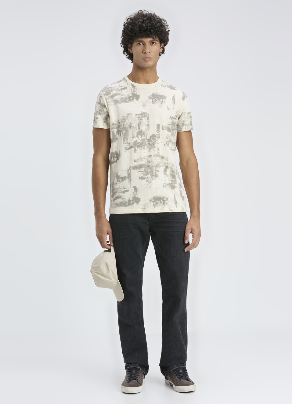 Men Ivory Abstract Print Short Sleeve T-shirt, , large image number 5