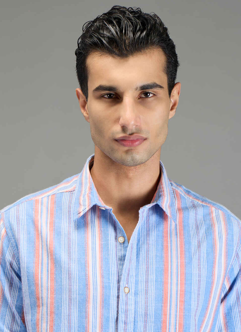 Men Blue Striped Shirt, , large image number 4
