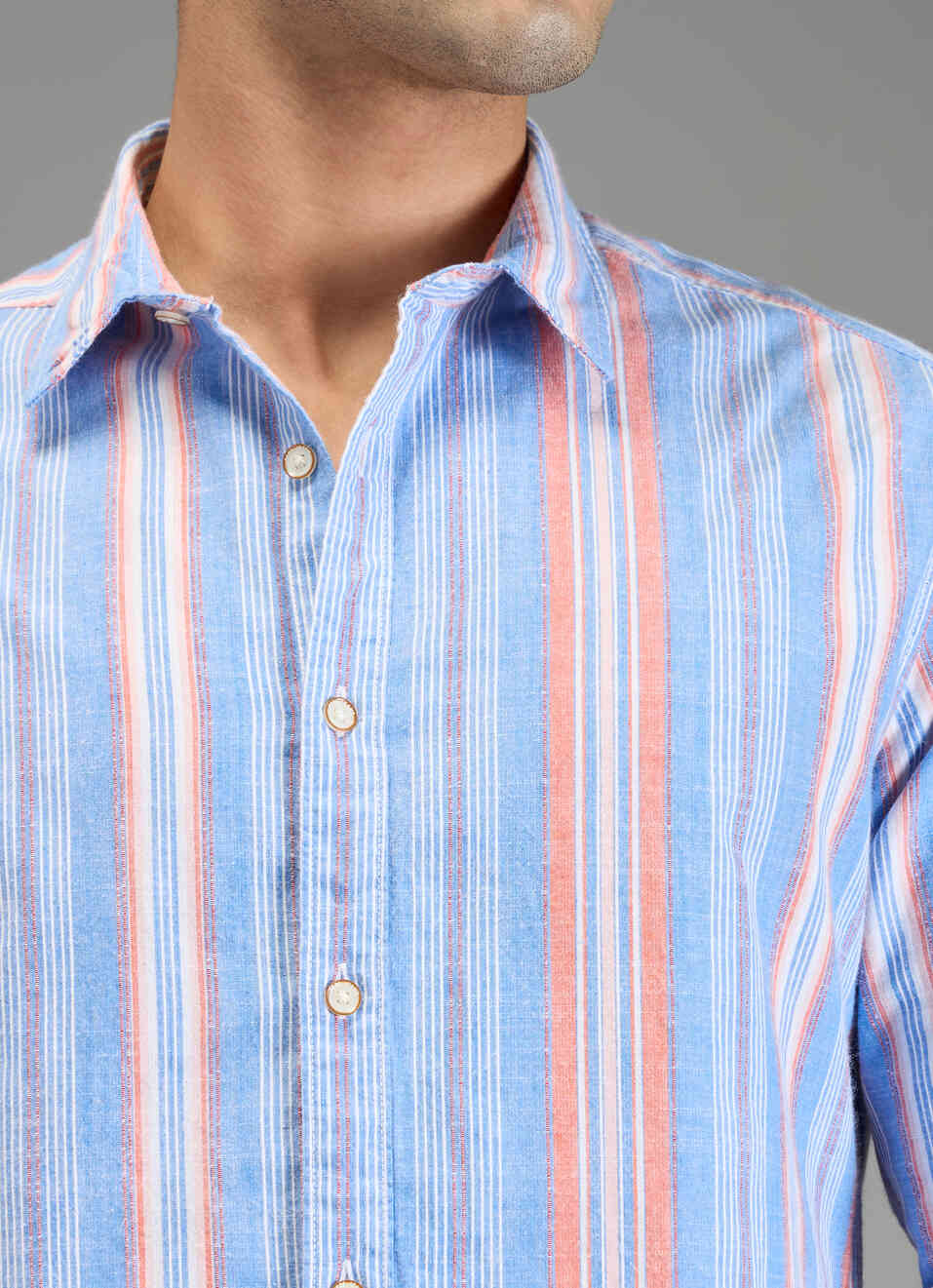 Men Blue Striped Shirt, , large image number 6