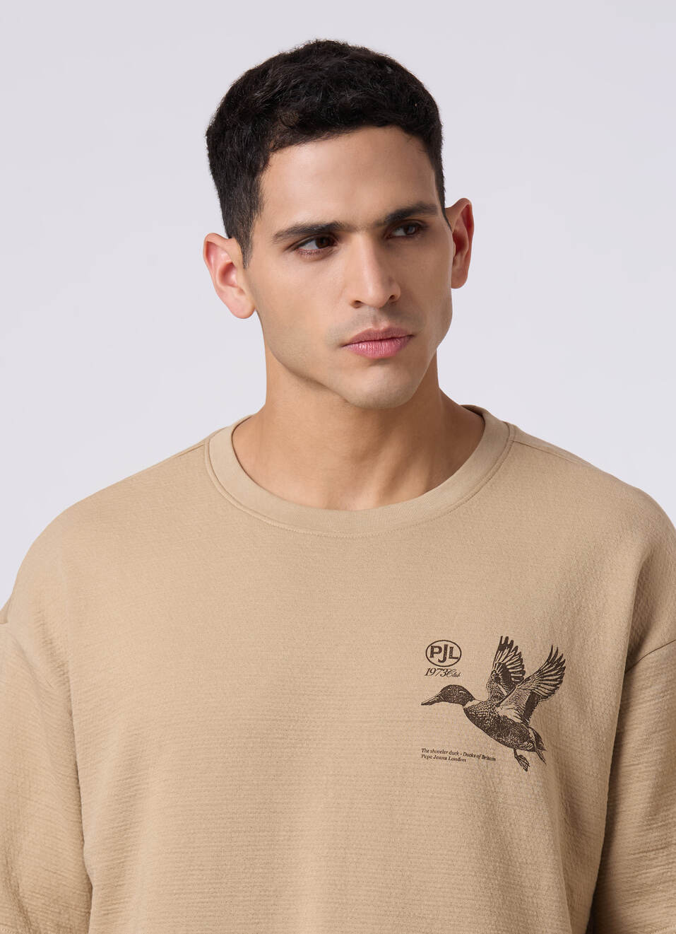 Men Oversized Beige Graphic Back Print T-shirt, , large image number 4