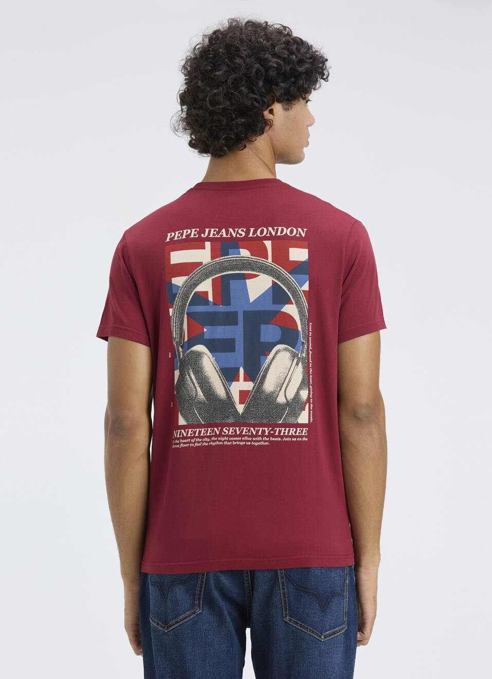 Men Red Back Graphic Print Short Sleeve T-shirt, , large image number 2