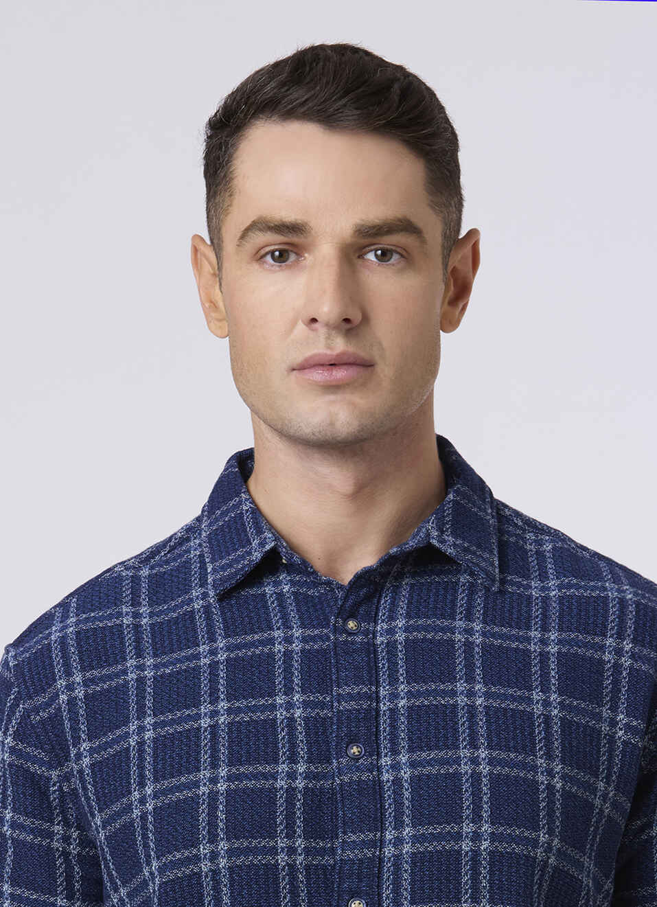 Men Indigo Blue Checked Flannel Casual Shirt, , large image number 4